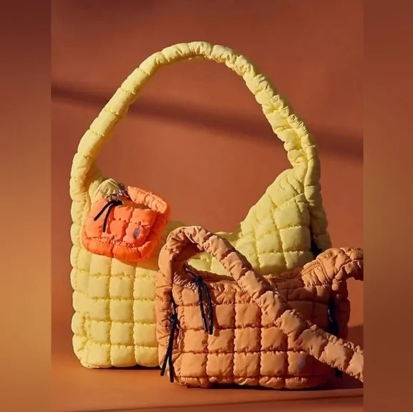 NWT Free People Yellow Quilted Hobo Bag - Sour Citrus - Picture 3 of 11